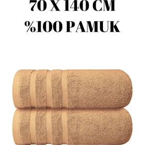 KAYABEY HOME Iki Adet Banyo Duş Havlu Seti  Pamuk Üç Çizgi Desenli 70 x 140  cm