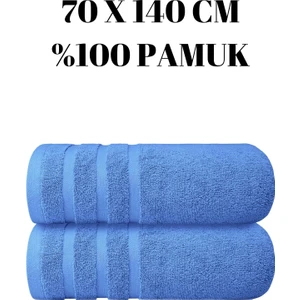 KAYABEY HOME Iki Adet Banyo Duş Havlu Seti  Pamuk Üç Çizgi Desenli 70 x 140  cm
