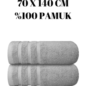 KAYABEY HOME Iki Adet Banyo Duş Havlu Seti  Pamuk Üç Çizgi Desenli 70 x 140  cm