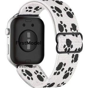 Huawei Watch Fit 3,4,4 Pro Uyumlu Örgü Bant Kordon, Pim Çevirici Aparat ile Akıllı Pim Siyah Beyaz Patili