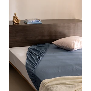 Madame Coco Ciel King Size %100 Pamuk Lastikli Saten Çarşaf - Koyu Mavi