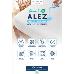 Calmera Home Pamuklu Su/Sıvı Geçirmez Alez | Havlu Yatak Koruyucu - Full Kenar Fitted | Bebek / Tek Çift Kişilik / Battal - Beyaz - 60 x 120  cm
