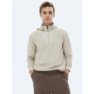 Bej Kapüşonlu Sweatshırt