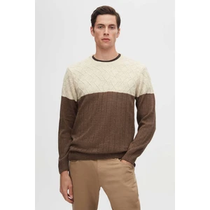 Ds Damat Regular Fit Kahverengi Baklava Tüylenme Yapmayan Bisiklet Yaka Triko Kazak 3HC062ORTBKZK