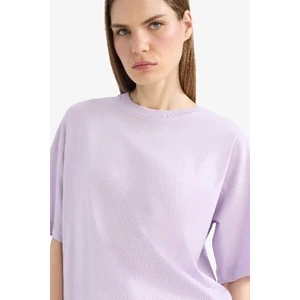 Oversize Geniş Kalıp Bisiklet Yaka Basic Düz Penye Kısa Kollu Tişört C0099AX25SP