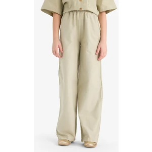 Kız Çocuk Beli Lastikli Wide Leg Geniş Bol Paça Pamuklu Pantolon D7611A825SM