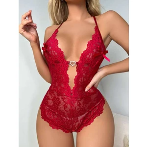 New Dreams Modern Göz Alıcı Dantelli Bordo Jartiyer Gecelik Kombin Set