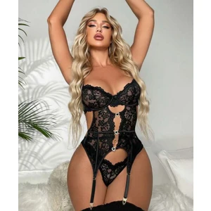 New Dreams Modern Dantel ve Tül Detaylı İç Çamaşırı Seti, Ayarlanabilir Askılı, Body ve File Çorap Takımı,