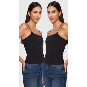 Enteks Triko Kadın  Ip Askılı 2'li Örme Bluz Paketi E25T0017T