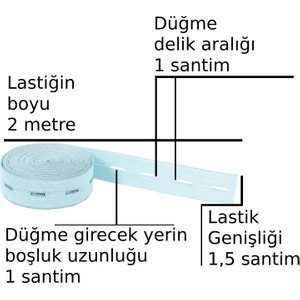 Düğme Delikli Ilikli Lastik Çok Amaçlı Hobi Hamile Şapka Pantolon Elbise Şort Boy 2 Metre Mavi Renk
