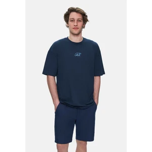 Sınclaır Beyaz Nakışlı Bisiklet Yaka Baskılı Standard Fit Erkek Tshirt