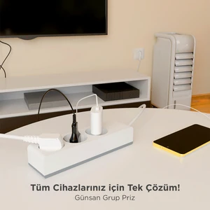 Günsan Elektrik Üçlü Çocuk Korumalı Topraklı Grup Priz 3 Metre