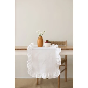 Rufle | Fırfırlı Keten Beyaz Runner 40 X 110