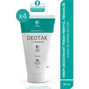 Mentol Ferahlığı 7 Güne Kadar Etkili Krem Deodorant 35 ml x 4 Adet
