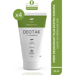 Plus Ekstra Koruma 7 Güne Kadar Etkili Krem Deodorant 35 ml x 4 Adet