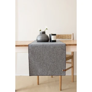 Solen | Keten Görünümlü Gri Leke Tutmaz Runner 35 x 120 Cm