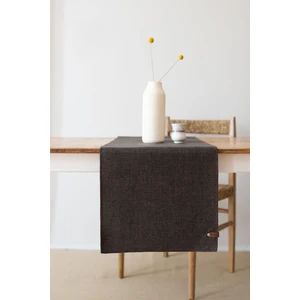Solen | Keten Görünümlü Koyu Kahve Leke Tutmaz Runner 35 x 120 Cm