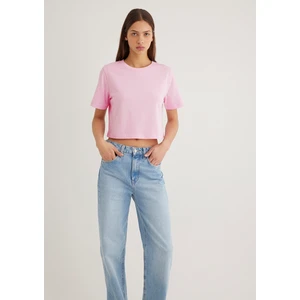 Pembe Crop Basic Tişört 1613072-71117