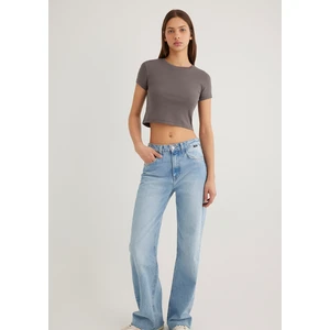 Gri Basic Crop Tişört 1600814-70095