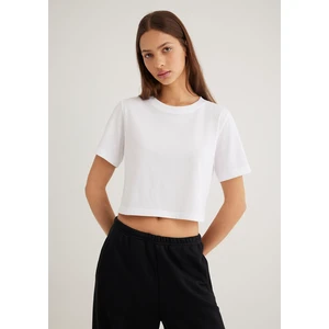 Beyaz Crop Basic Tişört 1613072-620