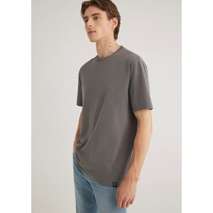 Etiket Detaylı Gri Basic Tişört 0611824-70096
