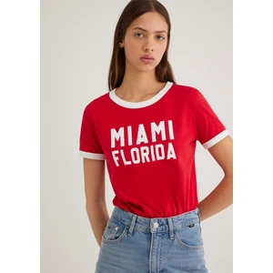 Florida Baskılı Beyaz Biyeli Kırmızı Tişört 1613062-70467
