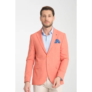 Arunte Erkek Orange Keten Görünümlü Ince Dört Mevsim Giyilebilir Slim Fit Blazer Ceket