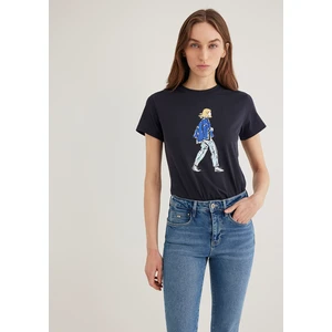 Denim Kız Baskılı Siyah Tişört 1613188-70087