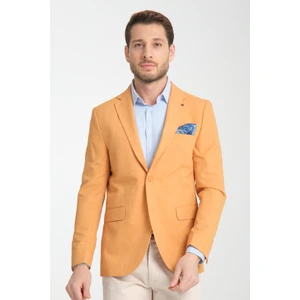 Arunte Erkek Kiremit Keten Görünümlü Ince Dört Mevsim Giyilebilir Slim Fit Blazer Ceket