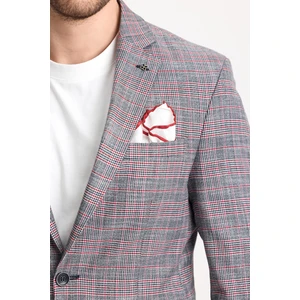 Casparov Erkek Lacivert Ekoseli Esnemeyen Kumaş Slim Fit Mono Yaka Blazer Ceket