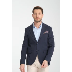 Arunte Erkek Lacivert Keten Görünümlü Ince Dört Mevsim Giyilebilir Slim Fit Blazer Ceket