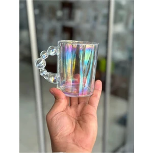 Octopus Bazaar 1 Adet Renkli Hologram Boncuk Detaylı Kupa Bardak 320 ml