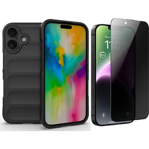 iPhone 16 Kılıf Esnek TPU Oyuklu Arka Yüzey Tasarımlı Zore Etnik Silikon Kapak + Hayalet Ekran Koruyucu