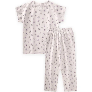 Desenli Pijama Takım 1-7 Yaş Lila Çiçek Desen