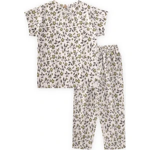 Desenli Pijama Takım 1-7 Yaş Kırık Beyaz