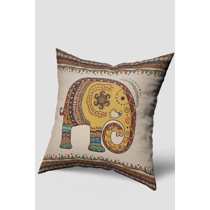 Kahverengi Afrika Etnik Fil Figürlü Kırlent Kılıfı