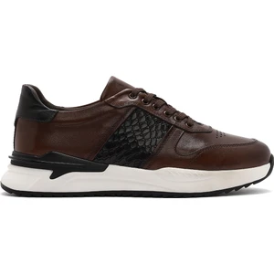 Erkek Taba Bağcıklı Deri Casual Sneaker 25SFD603614