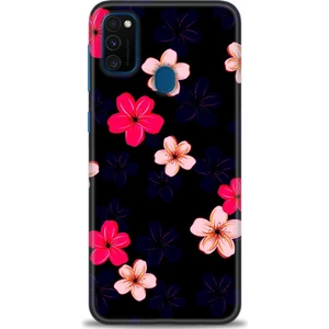 Samsung Galaxy M30S Kılıf Hd Baskılı - Pembe Mavi Çiçekler