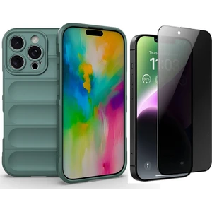 iPhone 16 Pro Kılıf Esnek TPU Oyuklu Arka Yüzey Tasarımlı Zore Etnik Silikon Kapak + Hayalet Ekran Koruyucu