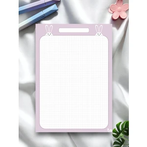 Mirya Notes A4 Lila Tavşan Desenli Notepad - Not Defteri - Bloknot (Kareli)