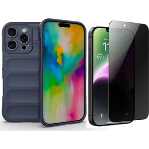 iPhone 16 Pro Kılıf Esnek TPU Oyuklu Arka Yüzey Tasarımlı Zore Etnik Silikon Kapak + Hayalet Ekran Koruyucu