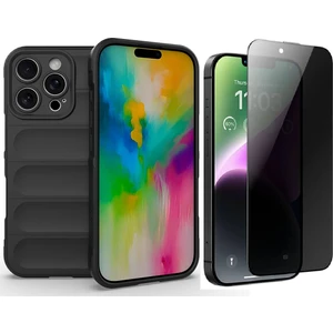 iPhone 16 Pro Kılıf Esnek TPU Oyuklu Arka Yüzey Tasarımlı Zore Etnik Silikon Kapak + Hayalet Ekran Koruyucu