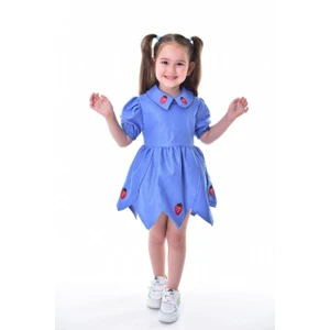 Çilek Nakışlı Gabardin Elbise