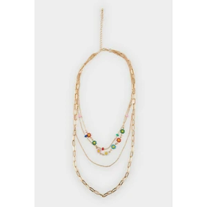 Kadın Renkli Çiçekli Çoklu Kolye E8082AXNS