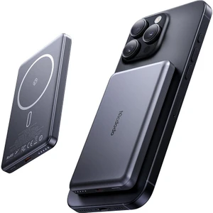 MC-4641 20W 5000mAh Metal Ultra Ince Manyetik Kablosuz Power Bank Siyah