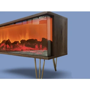 Tv Sehpası Full Şömineli Kumandalı Bluetooth Stereo Ses 6 Modlu Ünite Mdf Metal Ayak