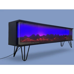 Tv Sehpası Full Şömineli Kumandalı Bluetooth Stereo Ses 6 Modlu Ünite Mdf Metal Ayak