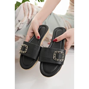 Kadın Günlük Terlik Siyah Şık Yazlık Ev Plaj Tatil Iş Terliği