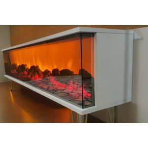 Tv Sehpası Full Şömineli Kumandalı Bluetooth Stereo Ses 6 Modlu Ünite Mdf Metal Ayak