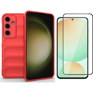 Samsung Galaxy S24 FE Kılıf Esnek TPU Oyuklu Arka Yüzey Tasarımlı Zore Etnik Silikon Kapak + Cam Ekran Koruyucu